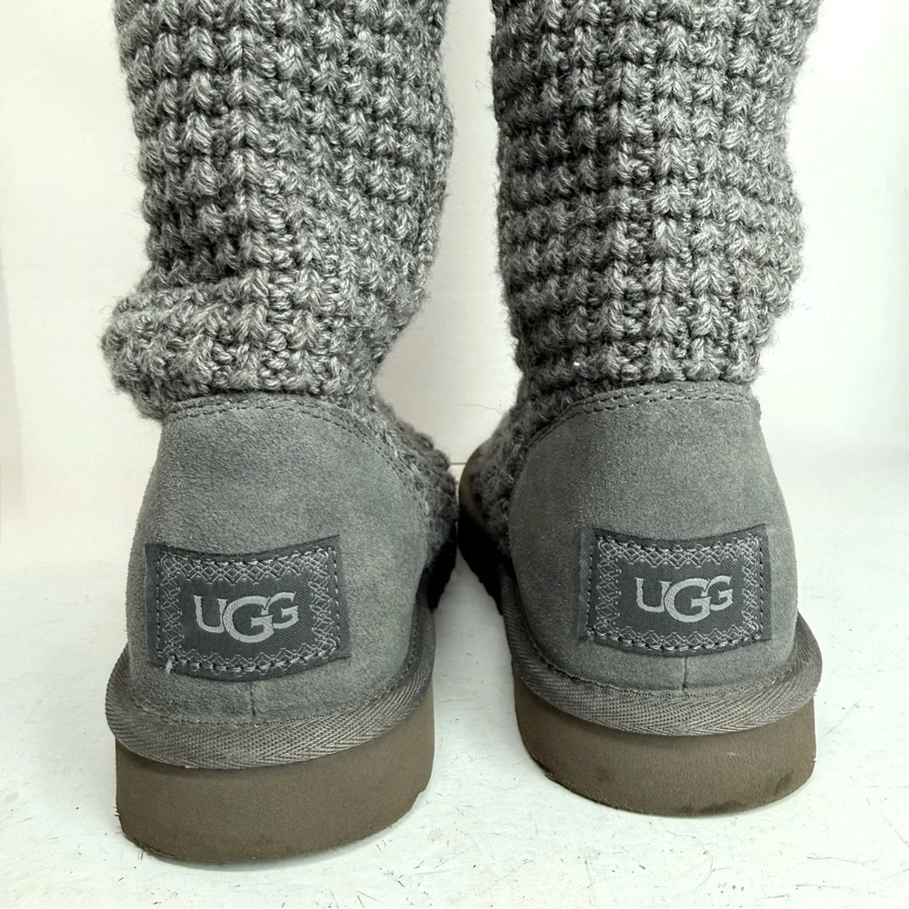 Ugg Classic Solene Tall Gray Knit‎ Women's Boots Women’s Size 8